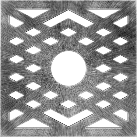 Ekena Millwork Chevron Architectural Grade PVC Pierced Ceiling Medallion, Antiqued Silver, 36"OD x 9 3/8"ID x 1"P CMPP36CHASV